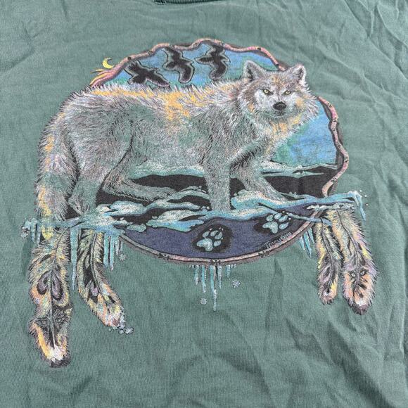 Vintage Wolf & Dream Catcher Long Sleeve Shirt Size Large - Picture 3 of 6